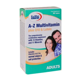 A-Zمولتی ویتامین پلاس کیوتن و لوتئین یورو ویتال
