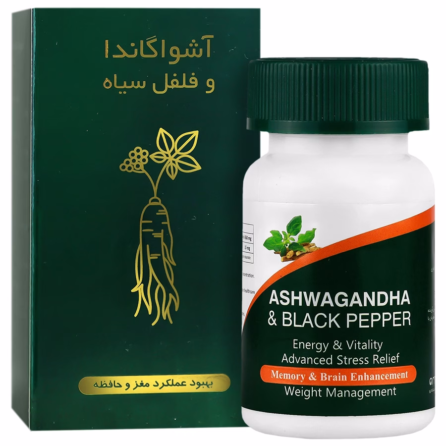 آشواگاندا و فلفل سیاه کپسول آمیتیس نیک دارو (60 عددی)